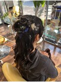 ハーフアップお団子ヘアセット