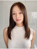 小顔 前髪 レイヤーカット くびれヘア ハイライトカラー"