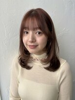 ヘアーアンドファッションシオミエイチ (hair＆fashion shiomi H)&nbsp;ミディアムふんわりレイヤー×ピンクベージュ