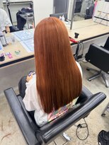 アジールヘア 赤羽駅南口店(agir hair)&nbsp;アプリコットオレンジ×艶髪ストレートロング韓国風
