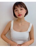 ボブ 耳かけ 毛先パーマ イメチェン フォギーベージュ 