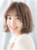 大人かわいい透明感ことりベージュニュアンスボブg古河20代30代