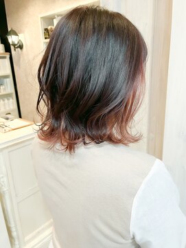 キャアリー(Caary) 福山人気caaryブリーチあり秋レッドインナーカラー小顔韓国前髪