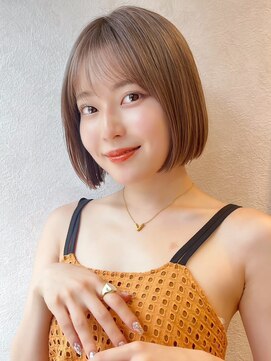 ロンドミラー 博多店(Lond Mirror) 韓国風レイヤーカット小顔ボブルフ/ハイトーンダブルカラー/博多