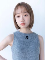 20代30代大人かわいい/パつっとボブ/シルキーベージュ