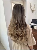 ロングヘアバレイヤージュ
