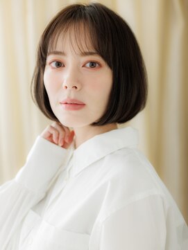 カバーヘア イヴ 戸頭店(COVER HAIR EVE) シースルーバング/丸みボブ/ダークアッシュ/顎ラインボブ/30代e