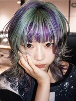 オルン(ORGN.)&nbsp;【2色デザインカラー】紫×ミドリ×ウルフカット