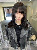 姫カットウルフカット黒髪姫ロングウルフカット姫ウルフ小顔効果