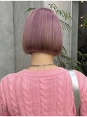春におすすめカラー♪丸みショートボブピンクベージュ
