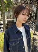 ハイライトカラー ピンクベージュ ウェーブカール ボブルフ