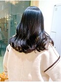 Say.ロングレイヤーホワイトグレージュミニウルフお団子ヘア青山