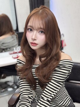 ロムーク 表参道(LOMKH) 小顔ロングレイヤーカット顔周り冬グレージュカラー透明感カラー