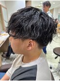 メンズシースルーマッシュニュアンスパーマシャドウパーマテテ風