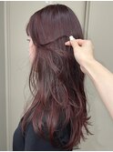 20代30代ブリーチなしボルドー夏チェリーレッドブラウンロング