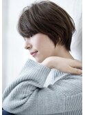 大人可愛い20代30代40代黒髪前下がりショートボブ丸みショート