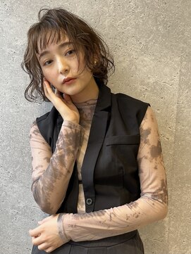 アース 三軒茶屋店(HAIR&MAKE EARTH) 三軒茶屋_レディース_ミディアム_コテ巻き_ボブパーマ_ブラウン_