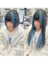 あるじゃんすー 沖縄店 ブラック×ターコイズ#シールエクステ#インナー#韓国#