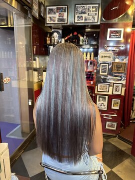 グリッツ (GLITZ) シルバー×水色エクステ×ティンセル ポイントエクステ ギャル