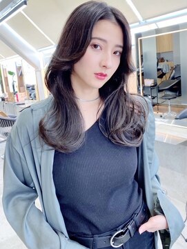 ロンド リリー 銀座(Lond Lily) 黒髪ロング/顔周りレイヤーカット/韓国/グレージュ/前髪[銀座]