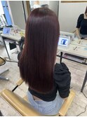 レッドブラウン小顔カットワンレンロングケアブリーチ所沢韓国