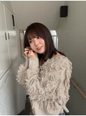 着物ヘア/ダークアッシュ/ミディアムレイヤーカット/名古屋名駅