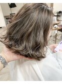 [ALLY阿部]ハイライト×グレージュ×切りっぱなしボブ