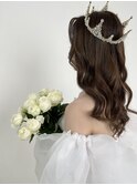 花嫁ヘア　前撮りヘア　ウェディング　巻き髪　クラウン