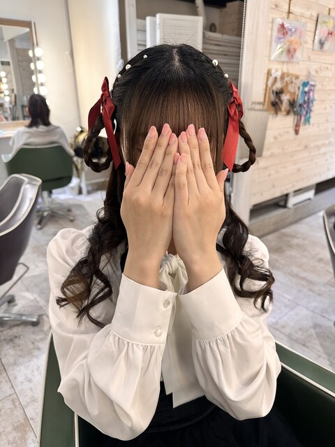 推し活に☆犬耳ヘアアレンジ/ハーフアップ