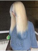 ホワイトブロンドペールブルーエンドカラーデザインカラー