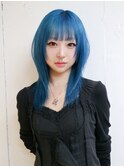 前髪カットロングウルフカットハイトーン_F20853
