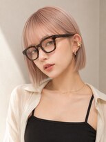 ロティー 天神(loty)&nbsp;ショート ボブ ハイトーン ダブルカラー ピンクベージュ 20代