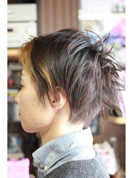 オーバーキャプテンネイキッド(OVER CAPTAIN NAKED) フロントアクセントカラー☆アシンメトリーショート