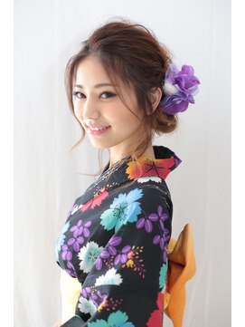 ミニヨン バイ ハピネス 高の原店(mignon by Happiness) 大人可愛いサイドアップ浴衣ヘアアレンジ着物ヘアセット奈良清水