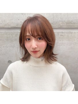 リノ 吉祥寺(Lino kichijoji) レイヤーミディアムヘア ベビーバング ショコラヘア