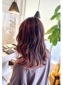 20代 バレイヤージュ ピンク ケアブリーチ ハイライト