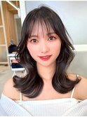 大人可愛いショコラアッシュ　くびれヘア韓国ヘア似合わせ顔周り
