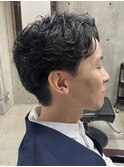 メンズ/アップバング/ツーブロックマッシュ/束感ショート波巻き