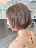 大人ラフウェーブ20代30代40代ボブブラウンスウィングショート