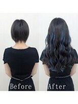 エクステ専門店あるじゃんすー 宇都宮店&nbsp;グレージュxブルーメッシュ#シールエクステ#ラフウェーブ