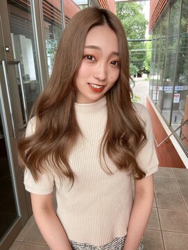 ダブル(W) 韓国ロングレイヤー/アーモンドブラウン