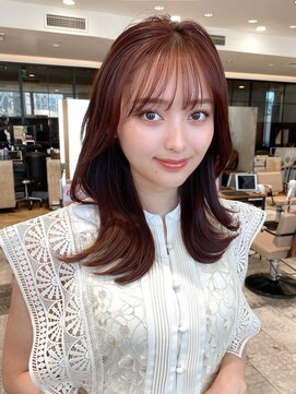 ラルユー 金山(LallYou) 20代大人かわいい外ハネセミロング ×チェリーブラウン