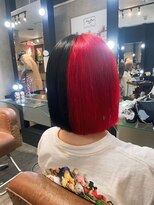 バズ サッポロ バイ フィーネ(BuzZ sapporo by Fi-Ne)&nbsp;【BUZZ札幌】ツートンカラーブラックワインレッドボブ/ブリーチ