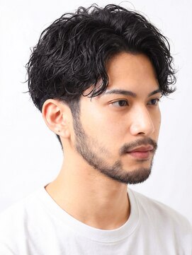 波巻きパーマ/センターパート/ニュアンスパーマ/メンズマッシュ