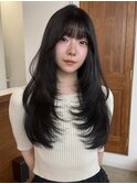 ダークグレージュ/レイヤー/ブリーチなしカラー/レイヤーカット