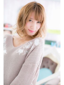 ミック ヘアアンドメイク アップ 駒込店(miq Hair&Make up) とろみカール☆オンブレオレンジカラーくせ毛風ロブ