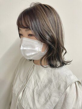 ベルクープス 天王寺店(Belle Coupes) 【BelleCoupes】グレージュハイライト 大人ボブ 30代/40代/50代