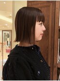 ★外ハネボブ/切りっぱなしボブ/ワイドバング/マロンブラウン