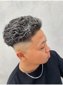 極道パーマ×ホワイトハイライト