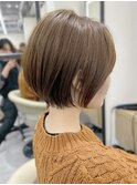 大人可愛い20代30代40代黒髪前下がりショートボブ丸みショート◎